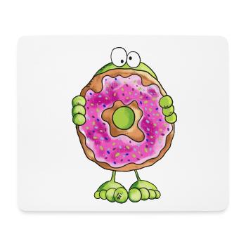 Funny Frog with a pink donut - Cake - Donuts - Mouse Pad (horizontal) - white - Front