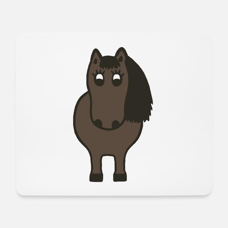 Kugelrundes Pony - Mousepad (Querformat) - Weiß
