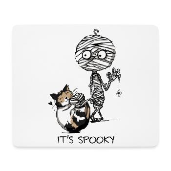 Maman et Chat - Motif d’Halloween - C’est effrayant - Tapis de souris (format paysage) - blanc - Devant