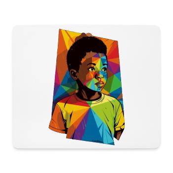 Geometrisches Kinderporträt mit lebendigen Farben - Mousepad (Querformat) - Weiß - Vorne