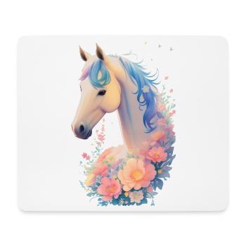 Cheval fleur - Tapis de souris (format paysage) - blanc - Devant