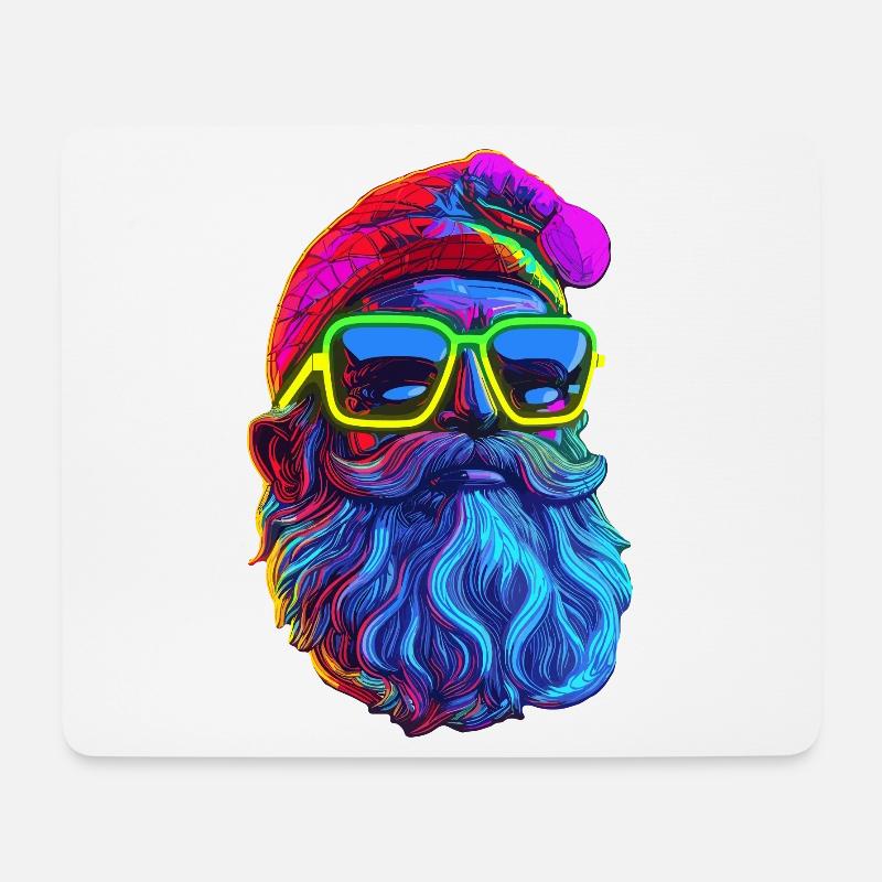 Neon Santa Popart - Mousepad (Querformat) - Weiß