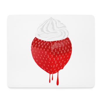 Erdbeere mit Sahne – Leckeres Design für Sommer - Mousepad (Querformat) - Weiß - Vorne