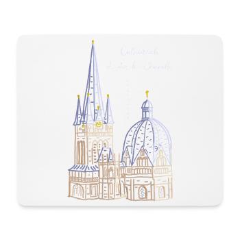 Aachener Dom, Französisch, Handzeichnung - Mousepad (Querformat) - Weiß - Vorne