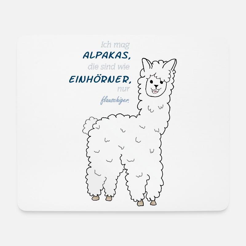 Einhorn-Alpakas - Mousepad (Querformat) - Weiß