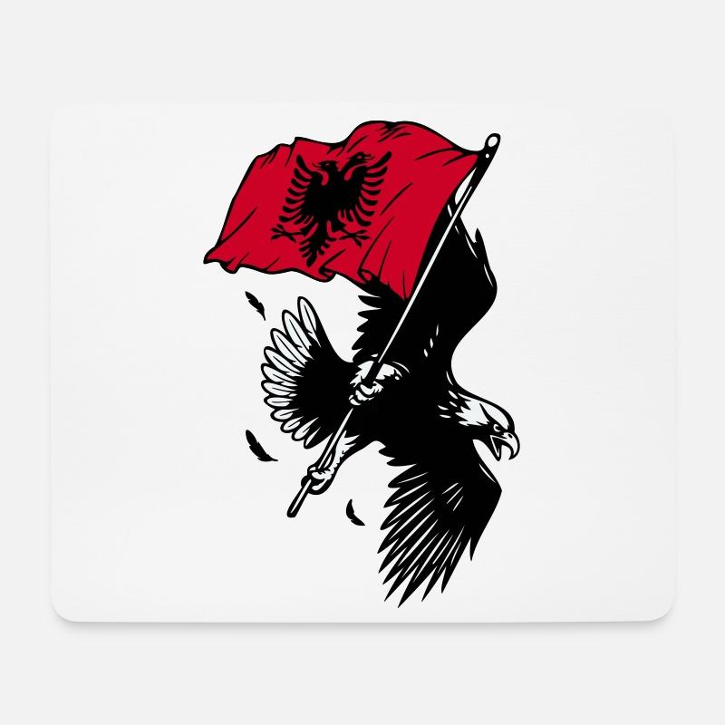 Albanischer Adler mit Flagge - Mousepad (Querformat) - Weiß