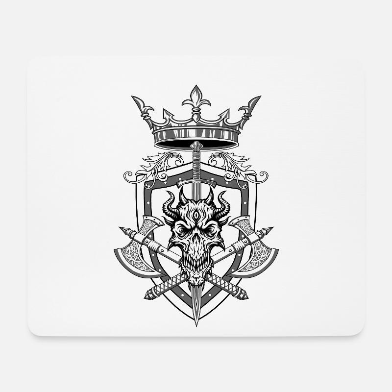 "Gekröntes Wappen des Dämonenkriegers" - Mousepad (Querformat) - Weiß