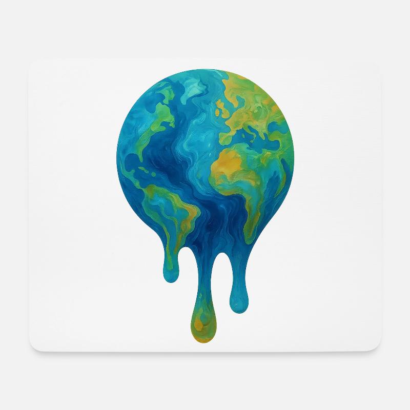 Schmelzende Weltkugel – Abstrakte Klimakunst - Mousepad (Querformat) - Weiß