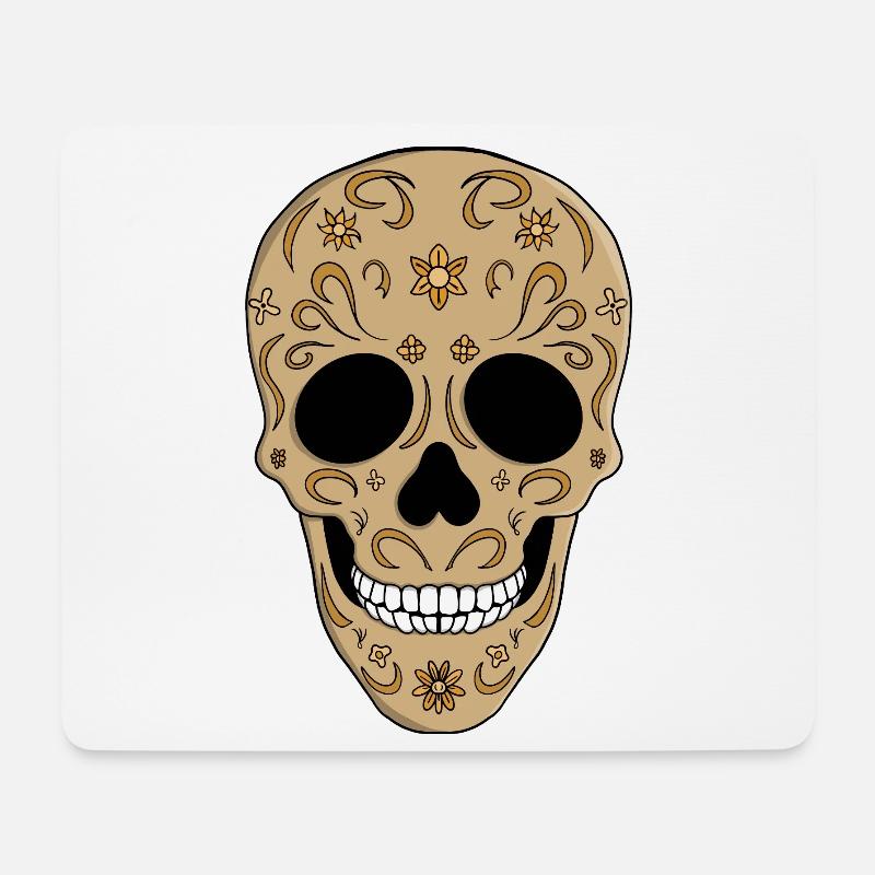 Blumenschädel aus Zucker Dia de los Muertos - Mousepad (Querformat) - Weiß