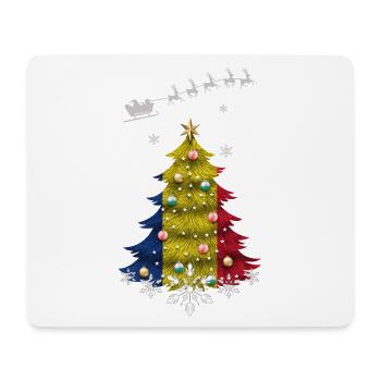 Christmas tree with Romania flag - Mouse Pad (horizontal) - white - Front