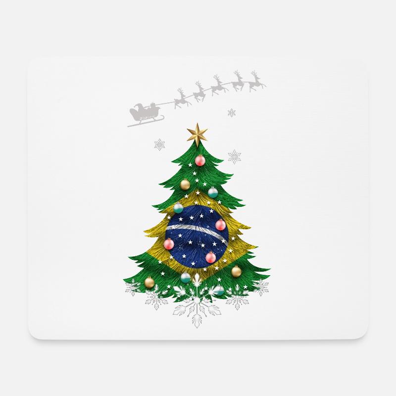 Christmas tree with Brazil flag - Mouse Pad (horizontal) - white