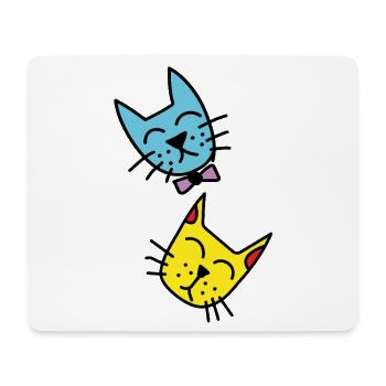 Duo de chats couleurs pastel - Tapis de souris (format paysage) - blanc - Devant