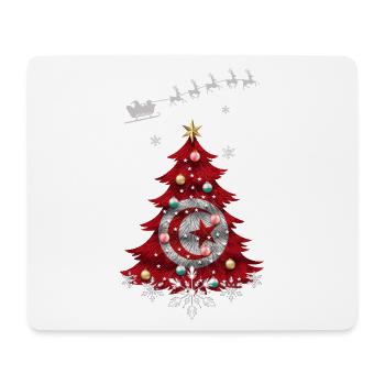 Weihnachtsbaum mit tunesischer Flagge - Mousepad (Querformat) - Weiß - Vorne