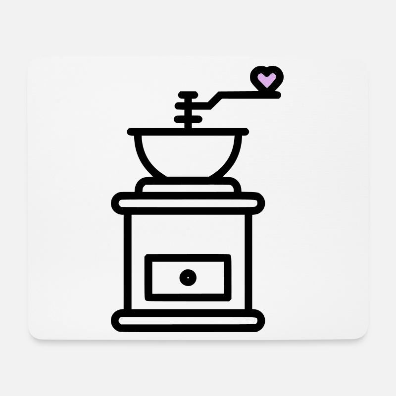 Coffee Love: Coffee Grinder with Heart Vector - Mouse Pad (horizontal) - white