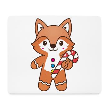 Niedlicher Lebkuchen Fuchs mit Zuckerstange - Mousepad (Querformat) - Weiß - Vorne