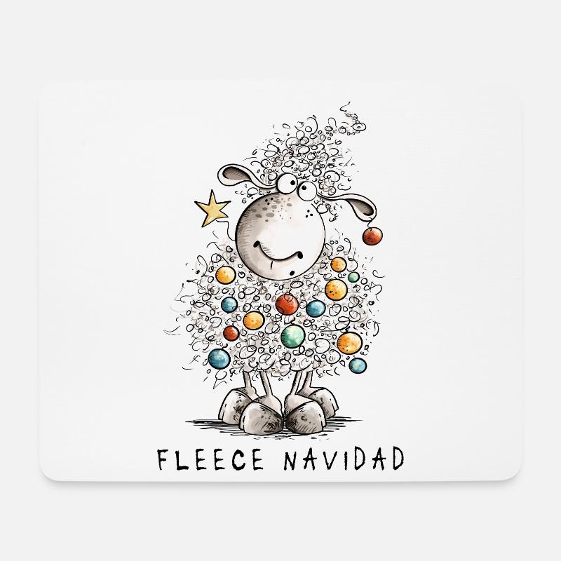 Fleece Navidad Weihnachtsschaf Cartoon Schaf - Mousepad (Querformat) - Weiß