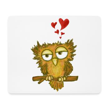 Hibou amoureux - Tapis de souris (format paysage) - blanc - Devant