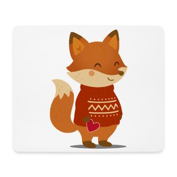 Süßer Fuchs im Pullover mit Herz - Mousepad (Querformat) - Weiß - Vorne
