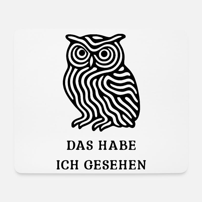 Eule „Das habe ich gesehen“ – Mystisches Design - Mousepad (Querformat) - Weiß