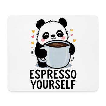 Espresso Yourself – Lustiges Panda-Kaffee Shirt - Mousepad (Querformat) - Weiß - Vorne
