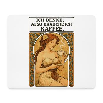 Pin-up woman with coffee in Art Nouveau style - Mouse Pad (horizontal) - white - Front