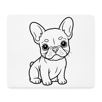 Kleiner Bulldog Linienporträt - Mousepad (Querformat) - Weiß - Vorne