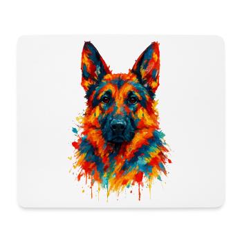 Colorful Watercolor German Shepherd Illustration - Mouse Pad (horizontal) - white - Front