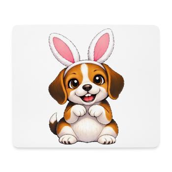 Süßer Beagle Hund mit Hasenohren Ostern Cartoon - Mousepad (Querformat) - Weiß - Vorne