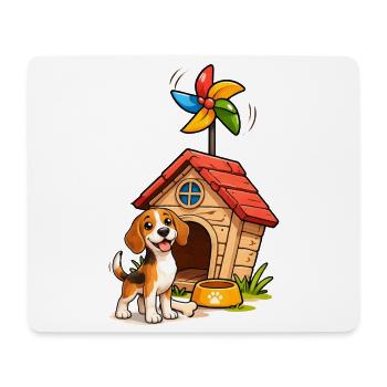 Beagle Hund Lustig Hundehaus Fun Design - Mousepad (Querformat) - Weiß - Vorne