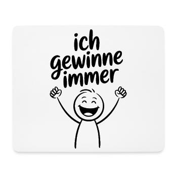 Strichmännchen: Ich gewinne immer  - Mousepad (Querformat) - Weiß - Vorne
