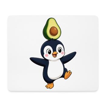 Dessin animé pingouin mignon, légumes dansants, avocat végan - Tapis de souris (format paysage) - blanc - Devant