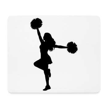 Silhouette de pom-pom girl avec pompons - Tapis de souris (format paysage) - blanc - Devant