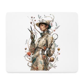 Steampunk-Blumenastronaut - Mousepad (Querformat) - Weiß - Vorne
