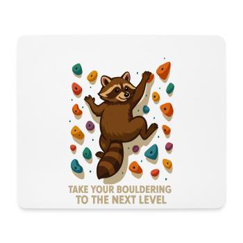 Bouldern Waschbär Motivation: Climb New Heights - Mousepad (Querformat) - Weiß - Vorne