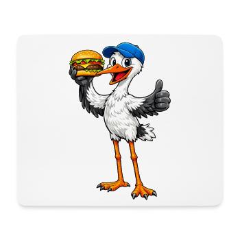 Stork with hamburger - Mouse Pad (horizontal) - white - Front