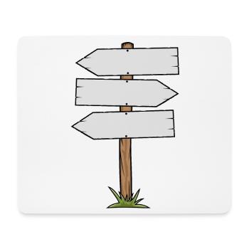 Panneau de direction en bois - Tapis de souris (format paysage) - blanc - Devant