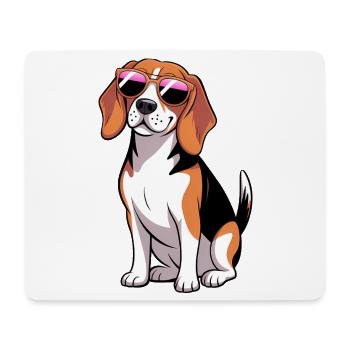 Beagle Dog Wearing Shades - Mouse Pad (horizontal) - white - Front
