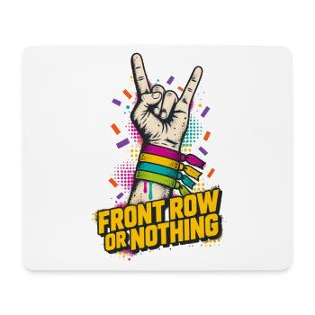Front Row or Nothing – Rock Pride Handzeichen - Mousepad (Querformat) - Weiß - Vorne