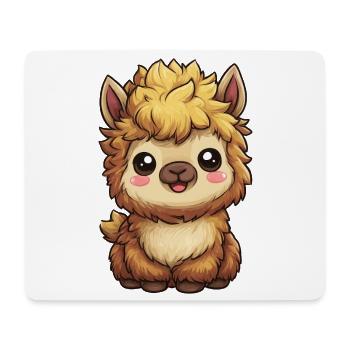 Kuschelige Alpaka-Karikatur - Mousepad (Querformat) - Weiß - Vorne