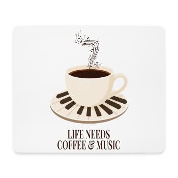 Kaffee, Musik und Klavier - Mousepad (Querformat) - Weiß - Vorne