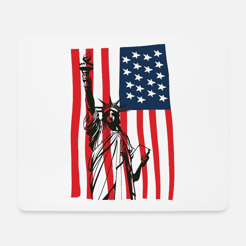New York NYC Freiheitsstatue USA Amerika Flagge - Mousepad (Querformat) - Weiß