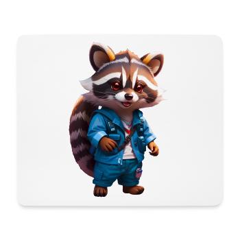 Happy Chibi Waschbär Racoon in Jeans - Mousepad (Querformat) - Weiß - Vorne