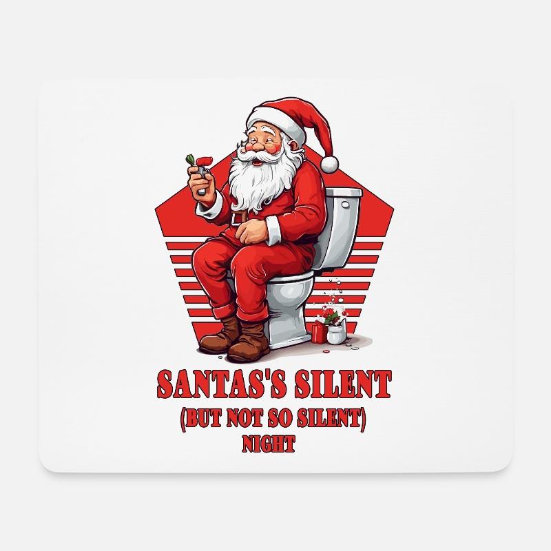 Weihnachtsmann auf Toilette - Mousepad (Querformat) - Weiß