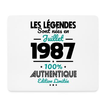 Anniversaire 35 ans - Légendes nées Juillet 1987 - Tapis de souris (format paysage) - blanc - Devant