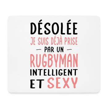 Désolée déjà prise par un rugbyman sexy - Tapis de souris (format paysage) - blanc - Devant