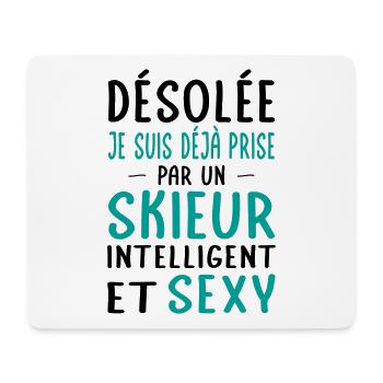 Désolée déjà prise par un skieur sexy - Tapis de souris (format paysage) - blanc - Devant
