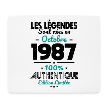 Anniversaire 35 ans - Légendes nées Octobre 1987 - Tapis de souris (format paysage) - blanc - Devant