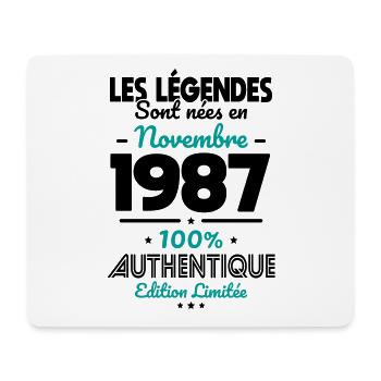 Anniversaire 35 ans - Légendes nées Novembre 1987 - Tapis de souris (format paysage) - blanc - Devant