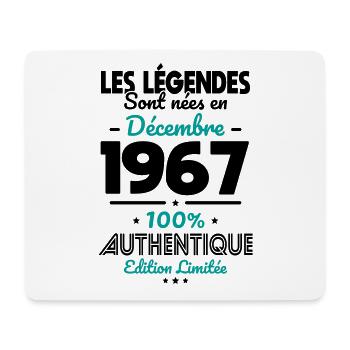 Anniversaire 55 ans - Légendes nées Décembre 1967 - Tapis de souris (format paysage) - blanc - Devant