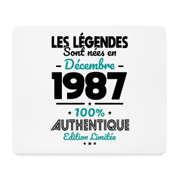 Anniversaire 35 ans - Légendes nées Décembre 1987 - Tapis de souris (format paysage) - blanc - Devant